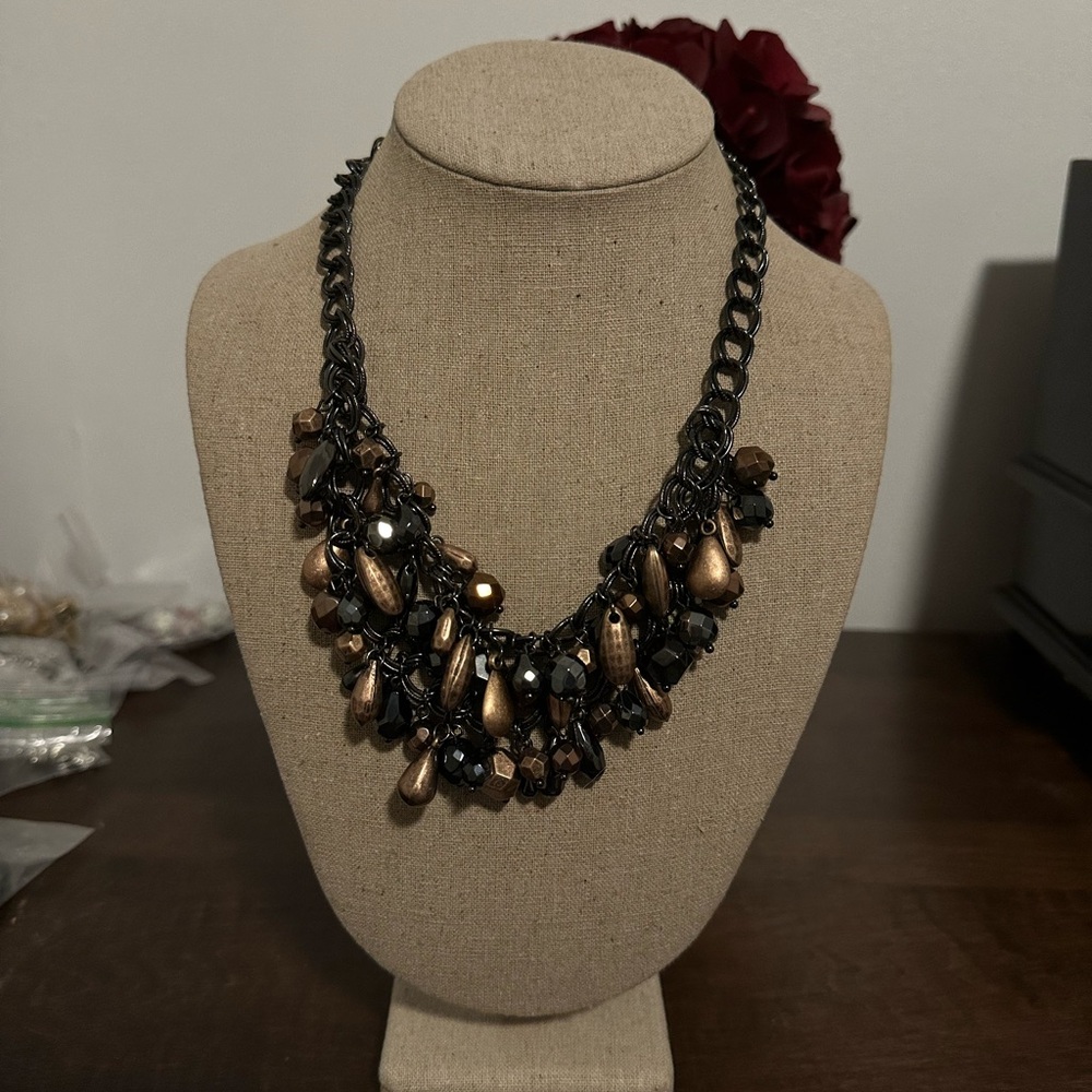 Premier Design Retired EXPRESSO Gun Metal NECKLACE Two Tier